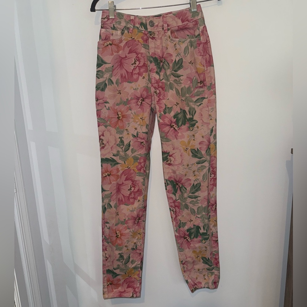 Urban Outfitters Pink Floral High-Rise Jeans
